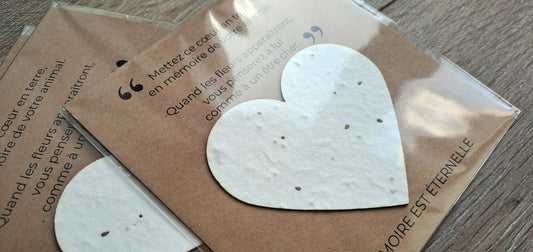 En mémoire à votre animal, coeur à planter en papier ensemencé