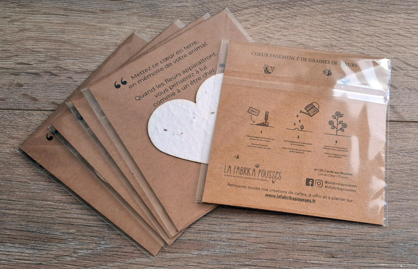 En mémoire à votre animal, coeur à planter en papier ensemencé