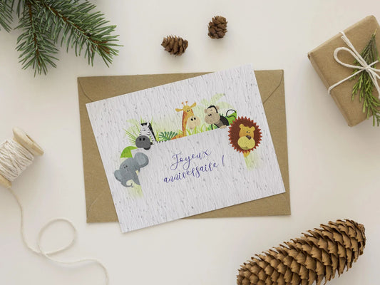 Carte à planter anniversaire animaux de la savane La Fabrik' à Pousses