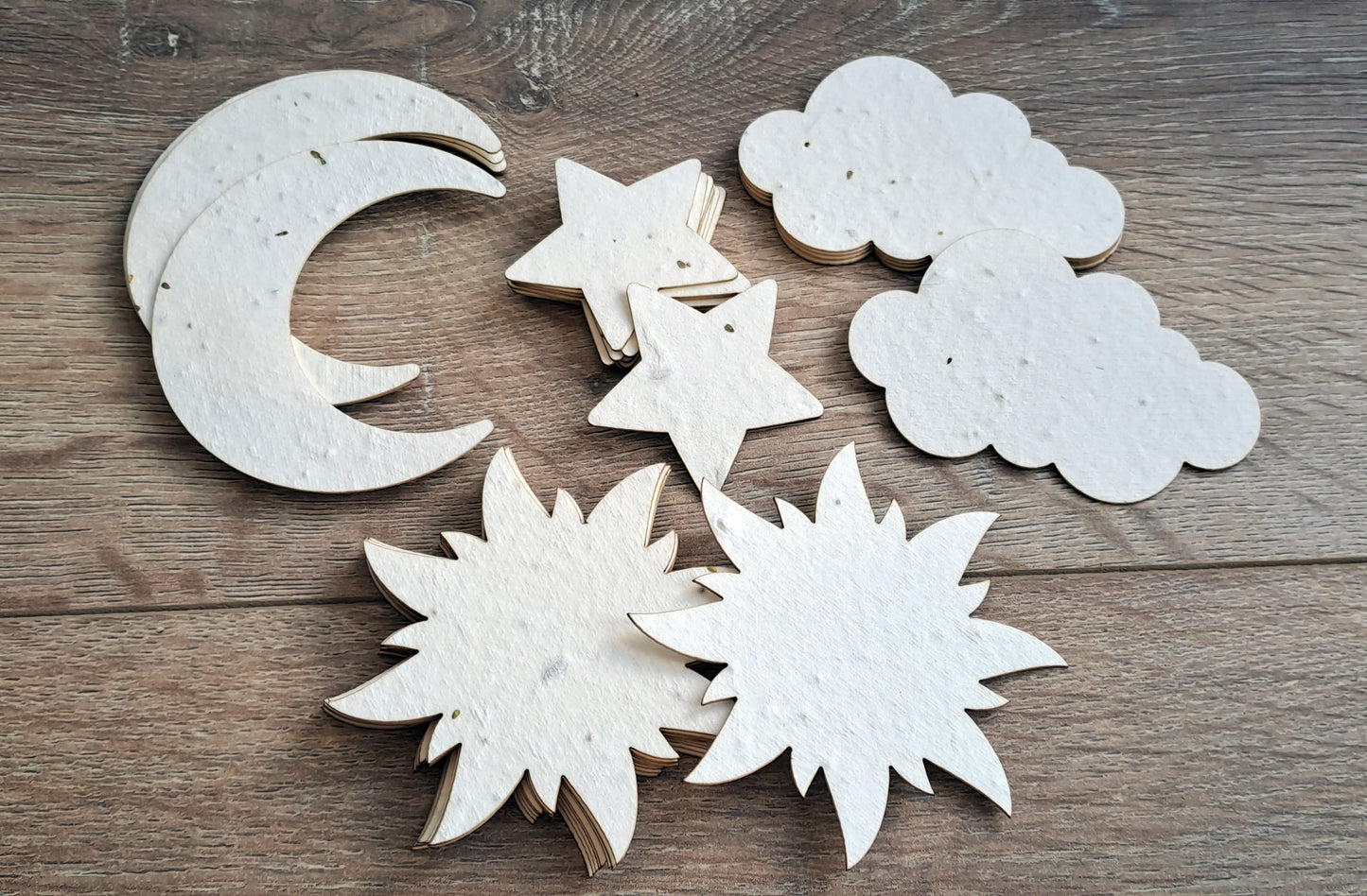 Météo (nuages, soleils, étoiles) à planter en papier ensemencé