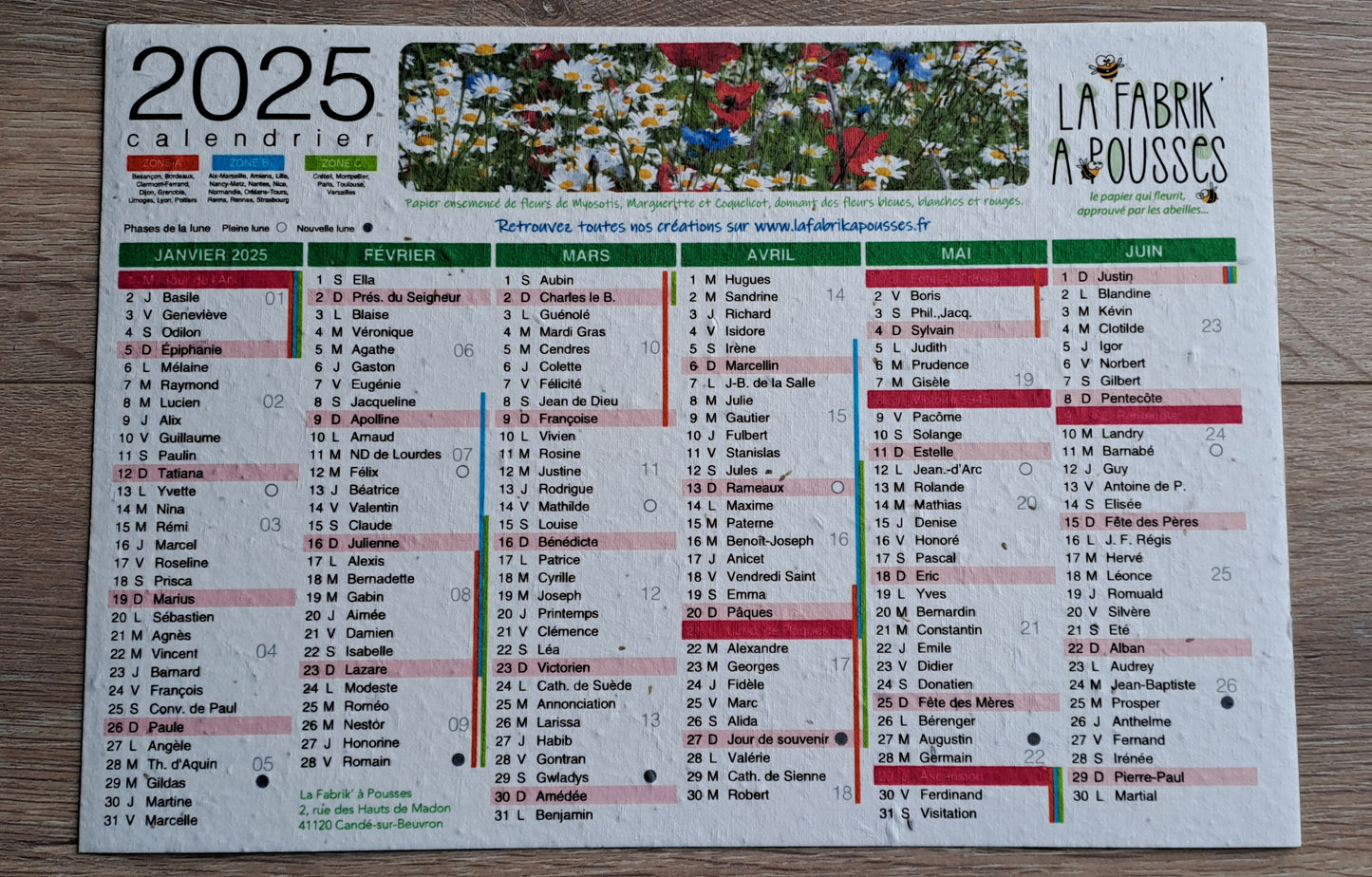 Calendrier à planter traditionnel