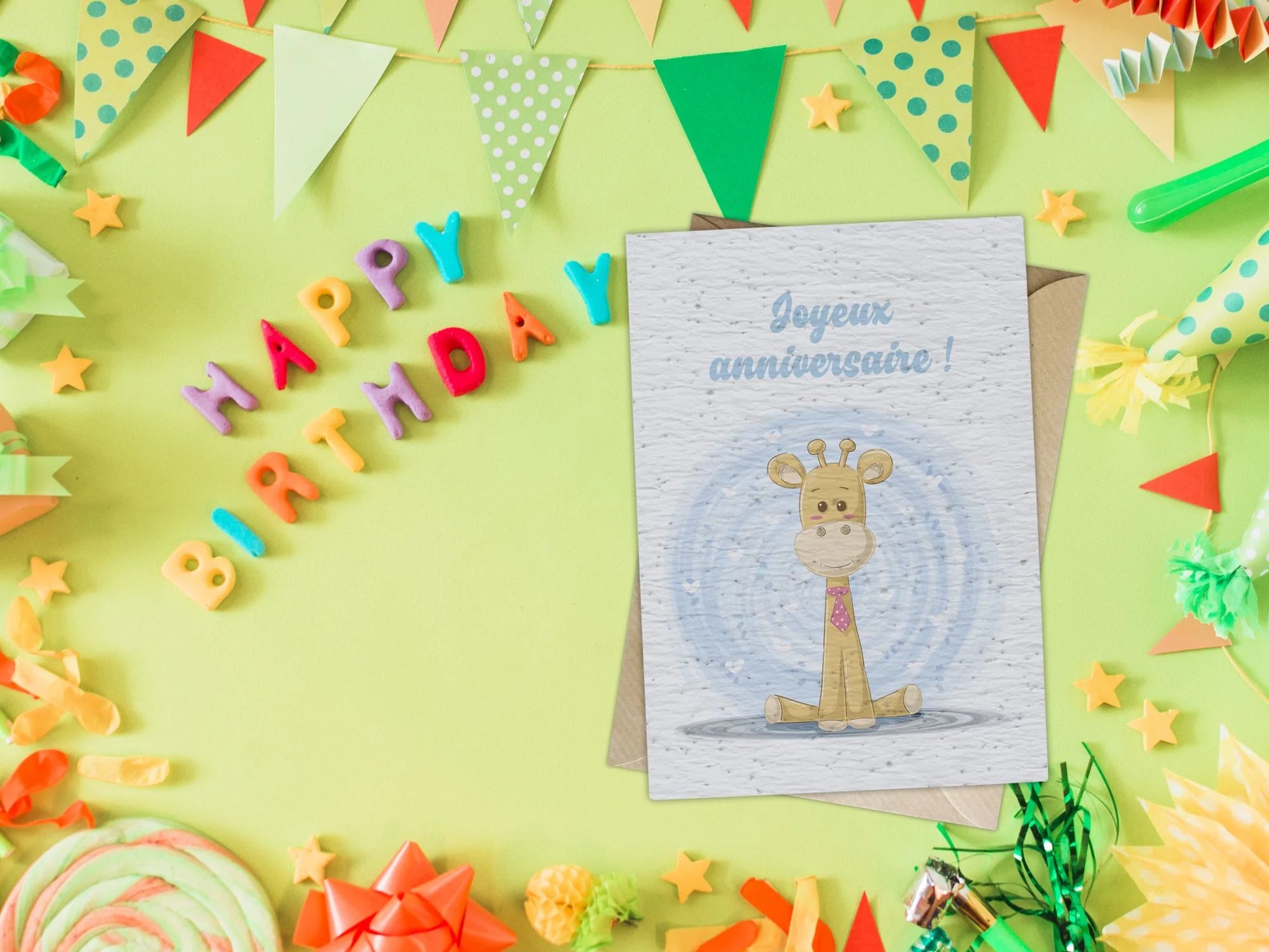 Carte à planter anniversaire girafe hippo rhino La Fabrik' à Pousses