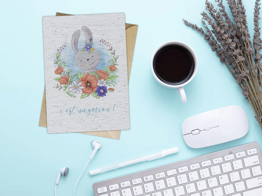 Carte à planter naissance lapinou garçon La Fabrik' à Pousses